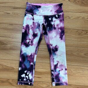 🌑 Lululemon Wunder Under Size 6 Hi Rise Tight Crop Purple Leggings Stretch EUC